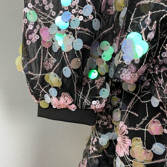 ModCloth Forever U Wrap Dress Multi Iridescent Pastel Sequins Size 2 $214 Fairy - Picture 7 of 13